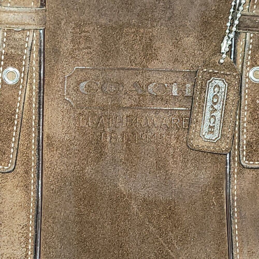 Coach Leatherware Brown Suede Leather Large Tote Bag Vintage Y2K *Flaw - Picture 15 of 16